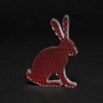 Red Harlequin Hare Glass Sculpture
