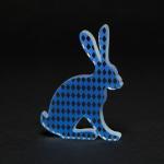 Blue Harlequin Hare Glass Sculpture