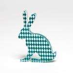 Turquoise Harlequin Hare Glass Sculpture