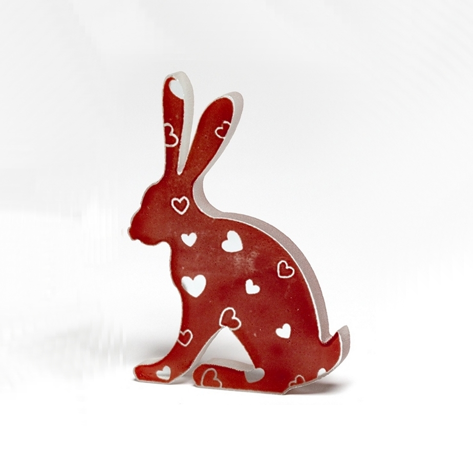 Valentine Heart Glass Hare Sculpture